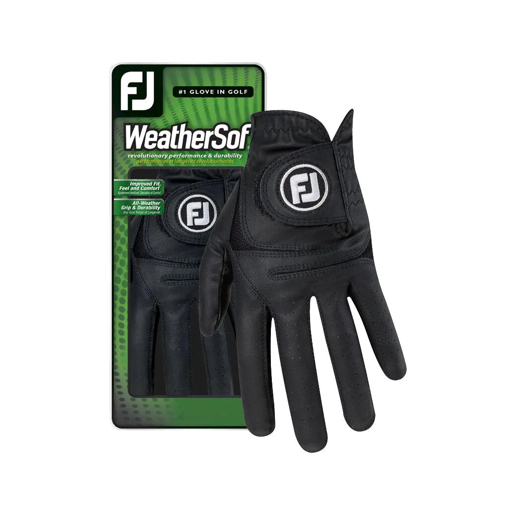 FootJoy WeatherSof Black Left Hand Regular Mens Golf Glove 1 FootJoy WeatherSof Black Left Hand Regular Mens Golf Glove