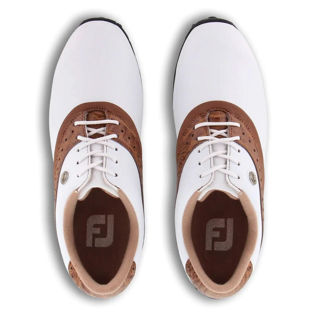 FootJoy LoPro Collection White Brown Womens Golf Shoes 3 FootJoy LoPro Collection White Brown Womens Golf Shoes - Image 3