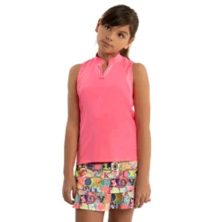 Lucky In Love Birdie Girls Sleeveless Golf Polo 12 Lucky In Love Birdie Girls Sleeveless Golf Polo -Golf Clubs Shop 20455 NEONPINK648