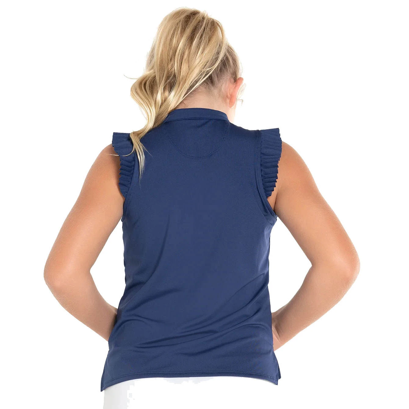 Lucky In Love Pleat Me Up Girls Sleeveless Golf Polo 2 Lucky In Love Pleat Me Up Girls Sleeveless Golf Polo - Image 2