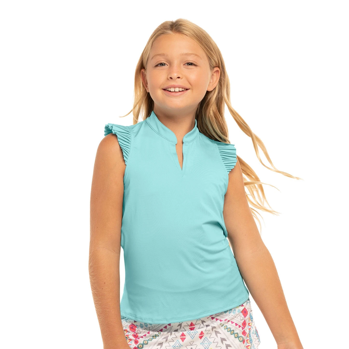 Lucky In Love Pleat Me Up Girls Sleeveless Golf Polo 9 Lucky In Love Pleat Me Up Girls Sleeveless Golf Polo - Image 9