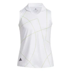 Adidas Golf Adidas Pulse Lime White Girls Sleeveless Golf Polo