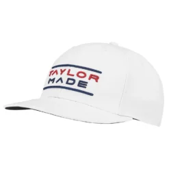 TaylorMade Lifestyle Made Stretchfit Flatbill Mens Golf Hat 18 TaylorMade Lifestyle Made Stretchfit Flatbill Mens Golf Hat -Golf Clubs Shop 27966 WHITE