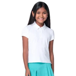 Lucky In Love Pleated Girls Short Sleeve Golf Polo