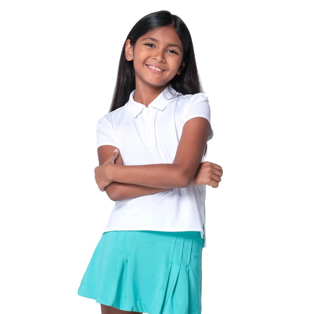 Lucky In Love Pleated Girls Short Sleeve Golf Polo 2 Lucky In Love Pleated Girls Short Sleeve Golf Polo - Image 2