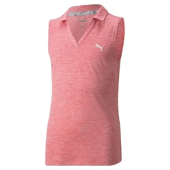 PUMA Golf Puma Heather Girls Sleeveless Golf Polo -Golf Clubs Shop 579314 RAPTURROSHTHR